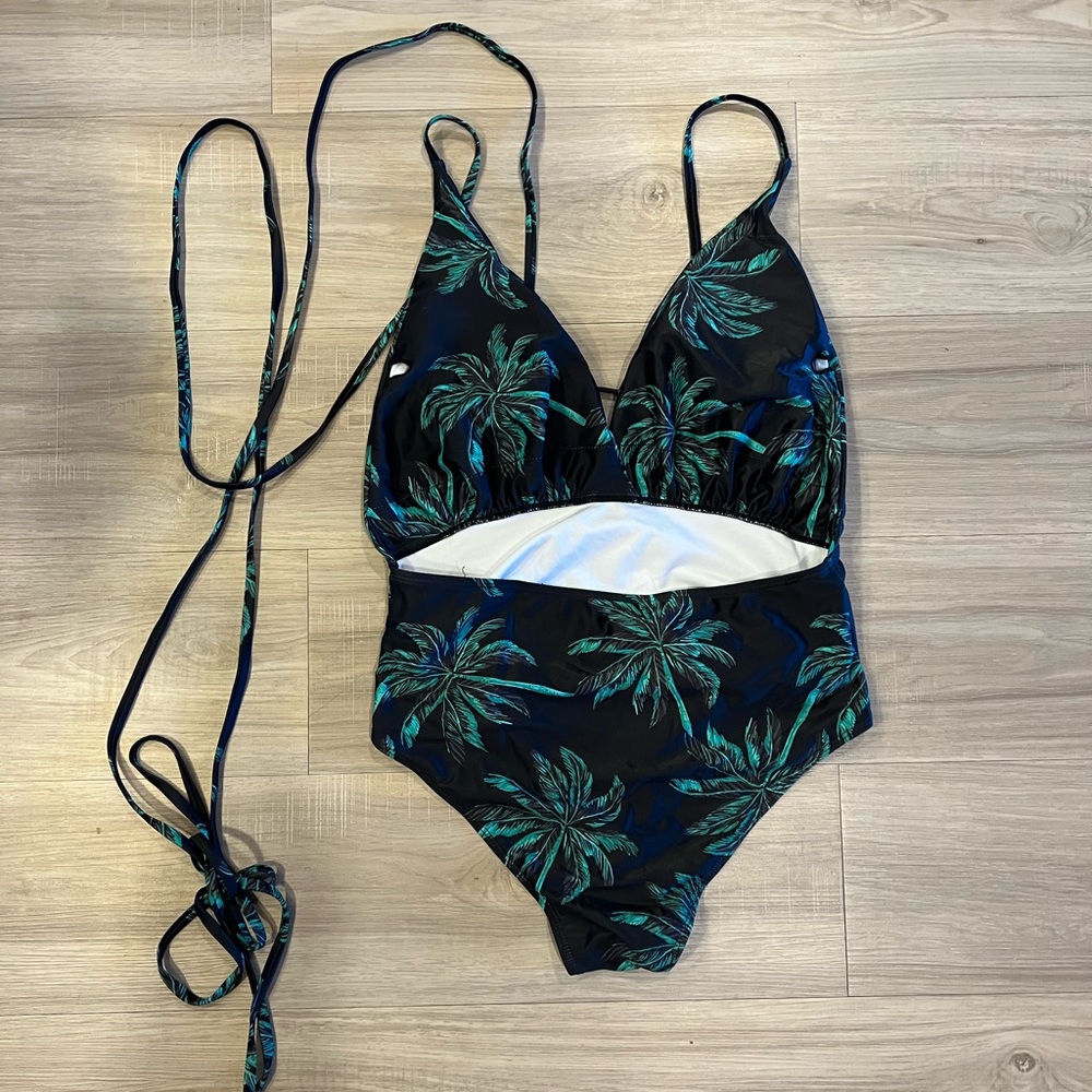 Palm Tree One Piece Bathing Suit View 2